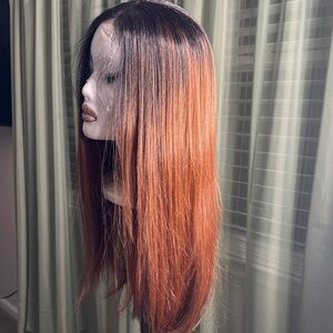 Ombre Brown and Orange Straight Hair Wig